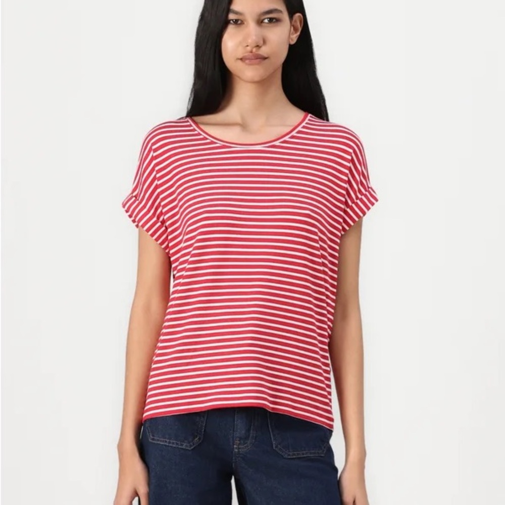 BRAND NEW Women’s XL LA BAIESO Red and white Striped Women's Top